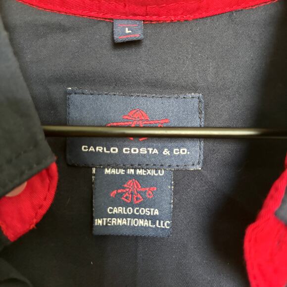 Carlo Costa Texas Flag Western Shirt Pearl Snap Long Sleeve Size L Cowboycore - Picture 3 of 6